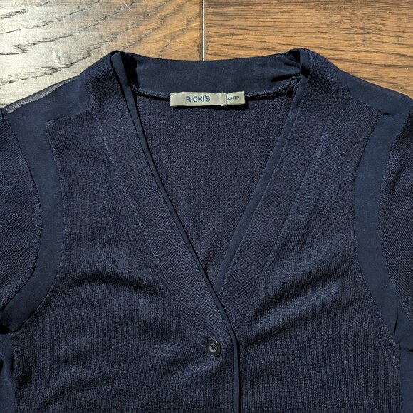 Ricki's cardigan button up V neck navy blue size XS - Picture 4 of 13